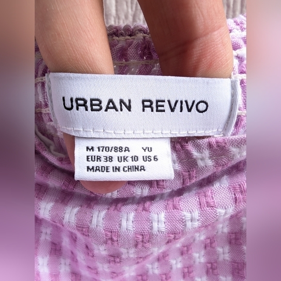 Urban Revivo Purple White Gingham Plaid Adjustable Strap Summer Sun Mini Dress 6 - Picture 3 of 7